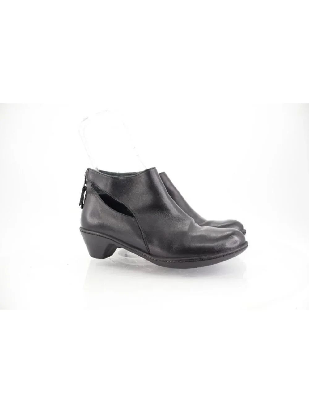 Dansko Women's Bonita Boots Size 38 7.5 Heel Black Leather Comfy Bootie Zip Up
